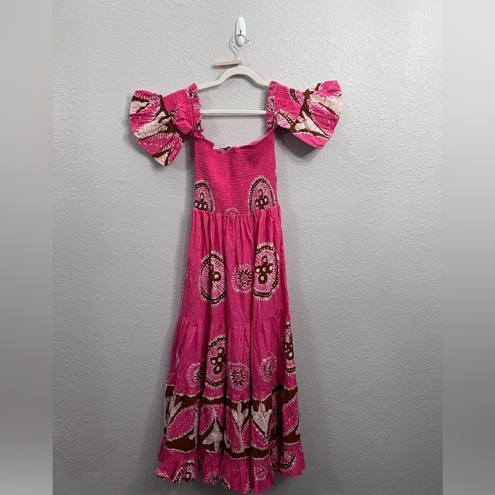 Anthropologie Love The Label Paisley Off the Shoulder Maxi Dress Pink size XS - Picture 7 of 13